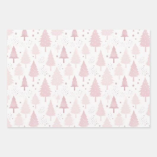 Kiefernbäume in rosa Erdtönen Geschenkpapier Set (Vorderseite)