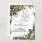 Kiefernbäume, Pinienbäume, grüne Babydusche Einladung (Vorderseite)