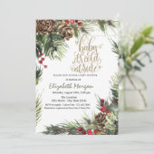 Kiefernbäume, Pinienbäume, grüne Babydusche Einladung (Stehend Vorderseite)