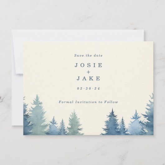 Kiefernbäume Save the Date (Vorderseite)