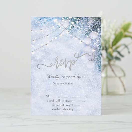 Kiefernbäume, UAWG mit Schneeballleuchten Einladung (Stehend Vorderseite)