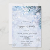 Kiefernbäume, Verlobung von Snow-String-Lichtern Einladung (Vorderseite)