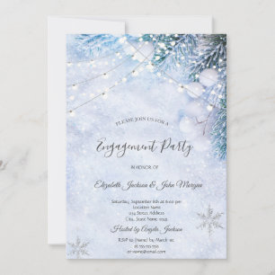 Kiefernbäume, Verlobung von Snow-String-Lichtern Einladung