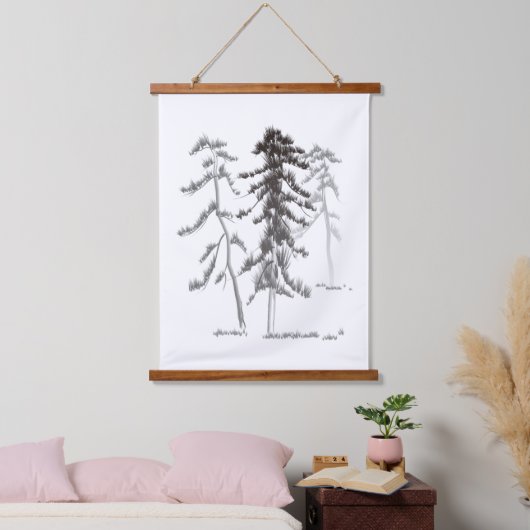 Kiefernbäume Wandteppich Mit Holzrahmen (Schlafzimmer)