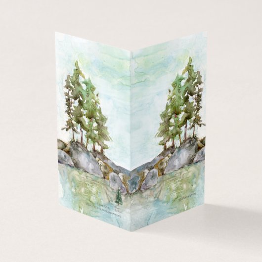 Kiefernbäume Wasser & Felsen Aquarell von BWCAW, M (Vorderseite)