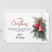 Kiefernbrunches und Rote Glocken Frohe Weihnachten (Vorderseite)