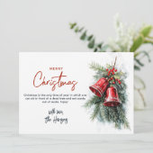 Kiefernbrunches und Rote Glocken Frohe Weihnachten (Stehend Vorderseite)
