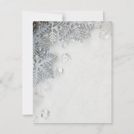 Kiefernfisch, Schneeflocken Probe Abendessen Einladung (Rückseite)