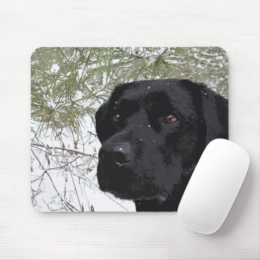 Kiefernfische - Schneelab - Schwarzes Labor Mousepad (Mit Mouse)