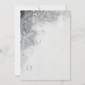 Kiefernfüße, Schneeflocken Hochzeitsempfang Einladung (Rückseite)
