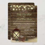 Kiefernfüße und Laternenleuchten Einladung (Vorne/Hinten)