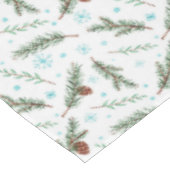 Kiefernfüße und Schneeflocken Tischdecke (Schrägansicht)