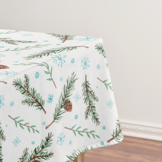 Kiefernfüße und Schneeflocken Tischdecke (Beispiel)