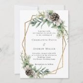 Kieferngrün, geometrische Hochzeit Einladung (Vorderseite)