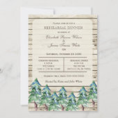 Kiefernholzkiefern im Winter Probe Abendessen Einladung (Vorderseite)