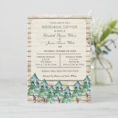 Kiefernholzkiefern im Winter Probe Abendessen Einladung (Stehend Vorderseite)