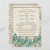 Kiefernholzkiefern im Winter Probe Abendessen Einladung (Vorne/Hinten)