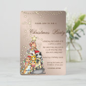 Kiefernkatzchen, Sparkeln, Lichter, Weihnachts-Par Einladung (Stehend Vorderseite)