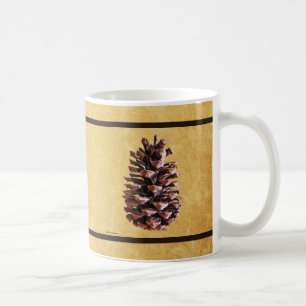 Kiefernkiefer auf Vintagem Papier Kaffeetasse
