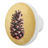 Kiefernkiefer auf Vintagem Papier Keramikknauf (Rechts)