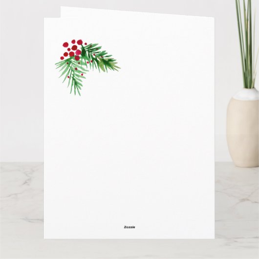 Kiefernkiefer, handgemalt, rote Berries Karte (Rückseite)