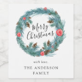 Kiefernkieferurlaub in Handfarbe Weinetikett (Einzelnes Label)