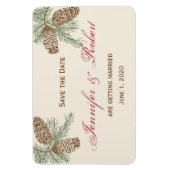 Kiefernkone-Art auf Creme Wedding Save the Date Magnet (Vertikal)