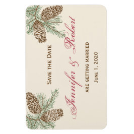 Kiefernkone-Art auf Creme Wedding Save the Date Magnet