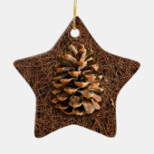 Kiefernkone auf gefallenen Nadeln Keramikornament (Vorne)