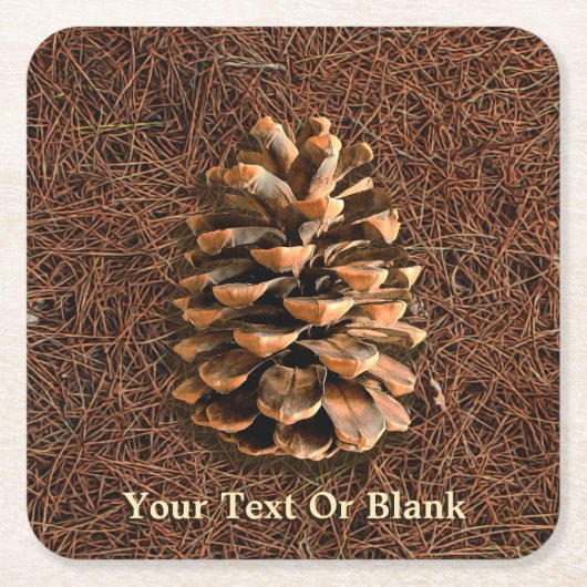 Kiefernkone auf gefallenen Nadeln Rechteckiger Pappuntersetzer (Vorderseite)