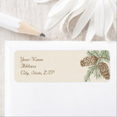 Kiefernkone-Natur auf Creme Wedding Rücksendeadres (Insitu)