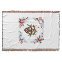 Kiefernkone, umgeben von Kränzen und Ornamenten