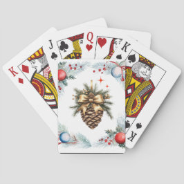 Kiefernkone, umgeben von Kränzen und Ornamenten Spielkarten