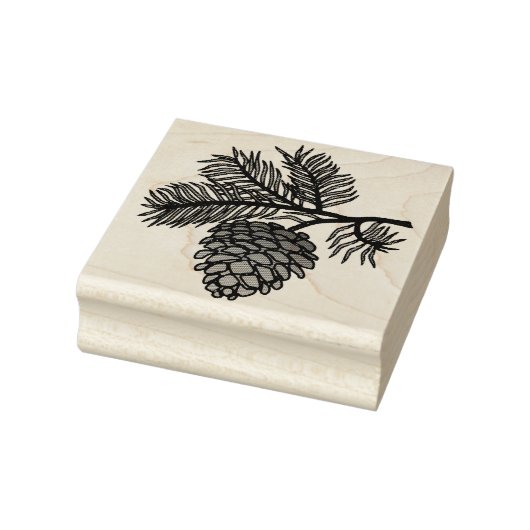 Kiefernkone und Zweig Gummistempel (Stempel)