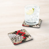 Kiefernkonen mit roten und weißen Kiefern Getränkeuntersetzer (Rechte Seite)