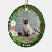 Kiefernkranz mit Rose Petunias Weiße Berries Keramik Ornament (Links)