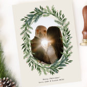 Kiefernkranz Weihnachtsfest-Foto Feiertagskarte