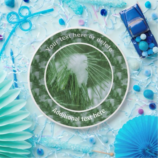 Kiefernnadeln im Personalisierten Party aus Schnee Pappteller (Party)