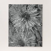 Kiefernnadeln mit Frostbedeckung in Schwarz und We Puzzle (Vertikal)