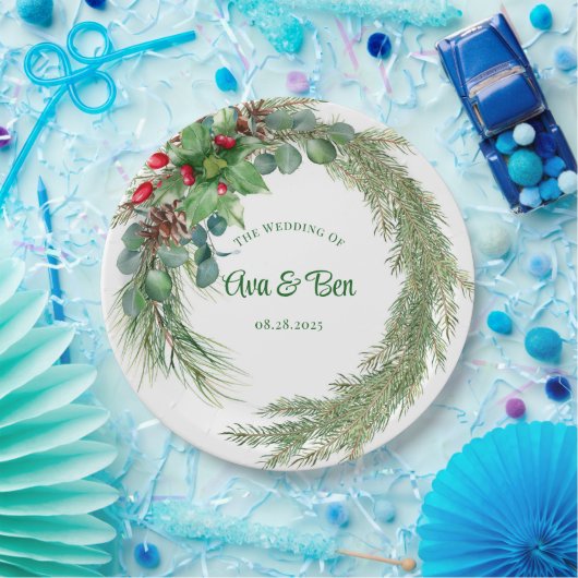 Kiefernnadeln, Rote Beere Pappteller (Party)