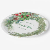 Kiefernnadeln, Rote Beere Pappteller (Schrägansicht)