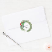 Kiefernnadeln, Rote Beere Runder Aufkleber (Umschlag)