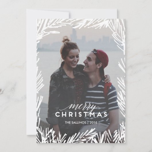 Kiefernrahmen Feiertagskarte (Vorderseite)