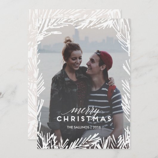 Kiefernrahmen Feiertagskarte (Vorne/Hinten)