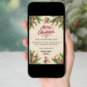 Kiefernroter Beeren Beige Burlap niedliche Eule We Feiertagskarte