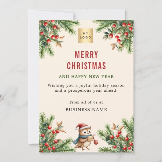 Kiefernroter Beeren - Firmenlogo Feiertagskarte (Vorderseite)