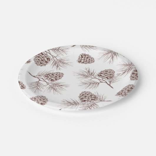 Kieferntannen-Weihnachtsbaum-Zedernfichtekegel Pappteller (Schrägansicht)