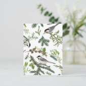 Kiefernvogel Blätter Postkarte (Stehend Vorderseite)