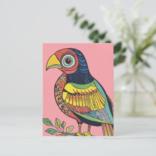 Kiefernvogel Postkarte (Stehend Vorderseite)