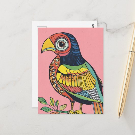 Kiefernvogel Postkarte (Vorderseite/Rückseite Beispiel)